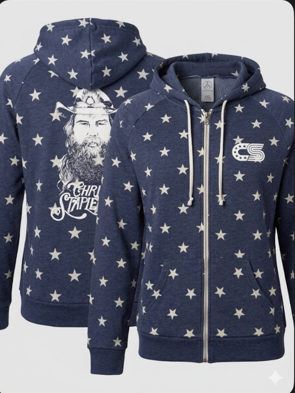 Chris Stapleton Official Tour Hoodie | Stars Zip Up Fleece | XXL